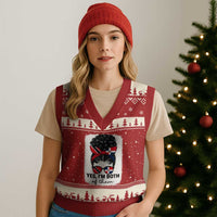 Trini Dominican Girl V-Neck Knit Sweater Vest Yes Im Both Trinidad And Tobago Dominican Pride