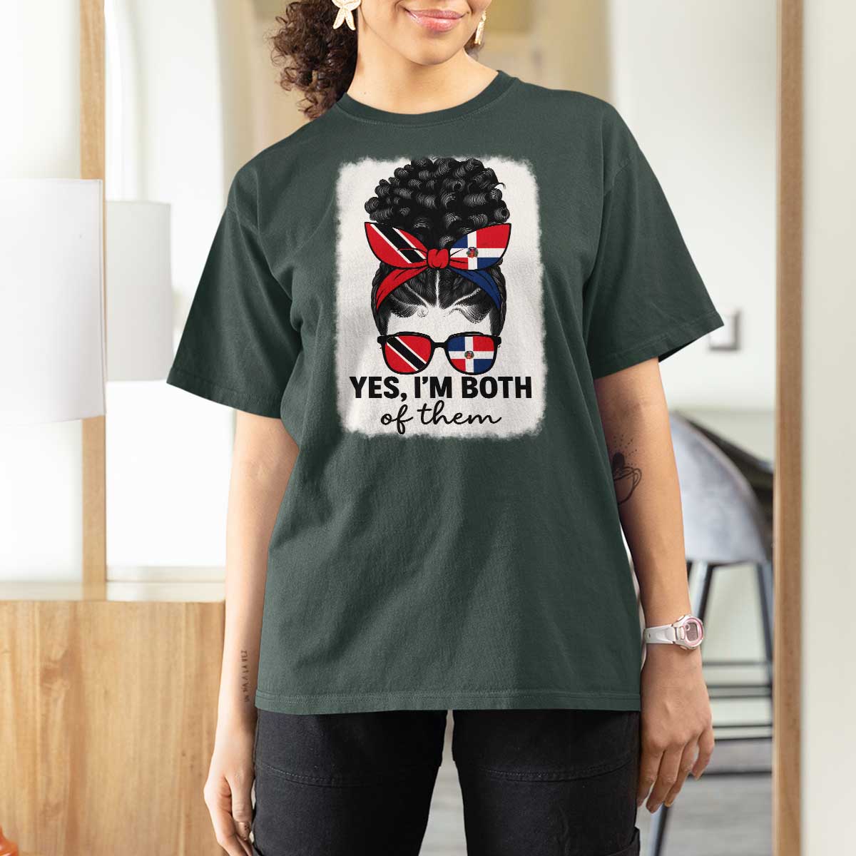 Trini Dominican Girl T Shirt For Women Yes Im Both Trinidad And Tobago Dominican Pride