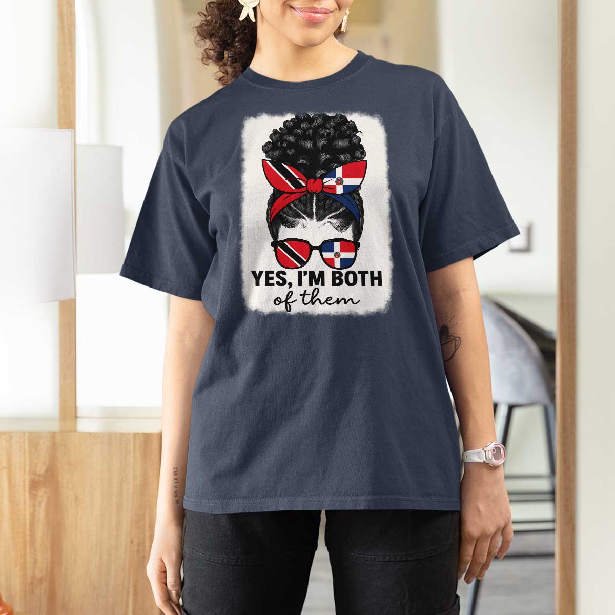 Trini Dominican Girl T Shirt For Women Yes Im Both Trinidad And Tobago Dominican Pride