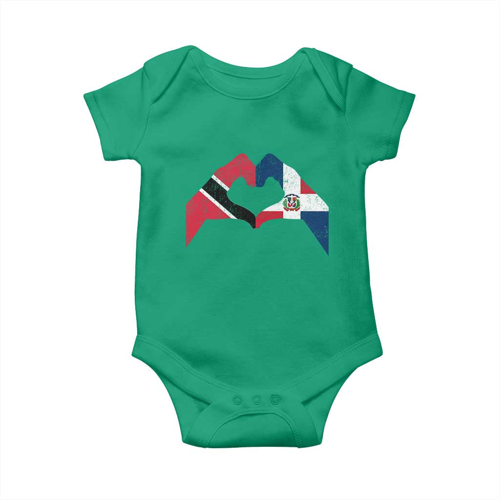 Trinidad and Tobago Dominican Baby Onesie Two Flags One Heart