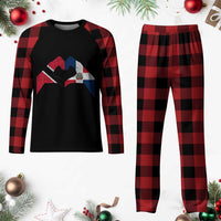 Trinidad and Tobago Dominican Plaid Pajama Set Two Flags One Heart