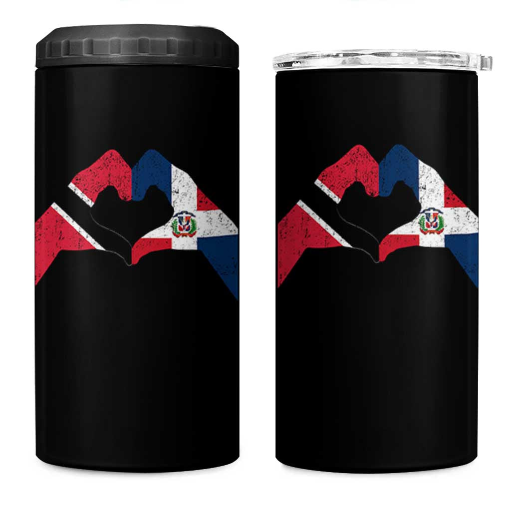 Trinidad and Tobago Dominican 4 in 1 Can Cooler Tumbler Two Flags One Heart