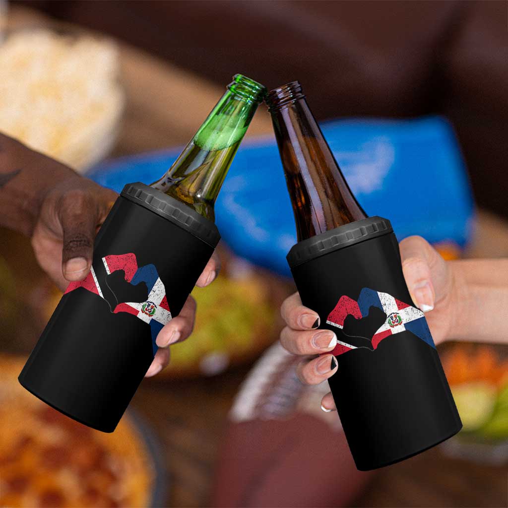 Trinidad and Tobago Dominican 4 in 1 Can Cooler Tumbler Two Flags One Heart