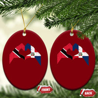 Trinidad and Tobago Dominican Ceramic Ornament Two Flags One Heart