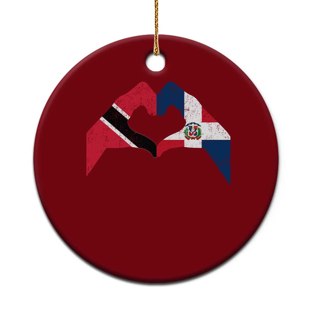 Trinidad and Tobago Dominican Ceramic Ornament Two Flags One Heart