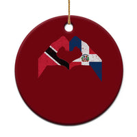 Trinidad and Tobago Dominican Ceramic Ornament Two Flags One Heart
