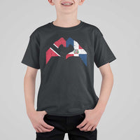 Trinidad and Tobago Dominican T Shirt For Kid Two Flags One Heart