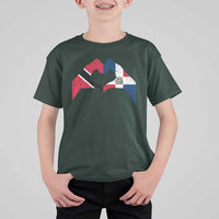 Trinidad and Tobago Dominican T Shirt For Kid Two Flags One Heart