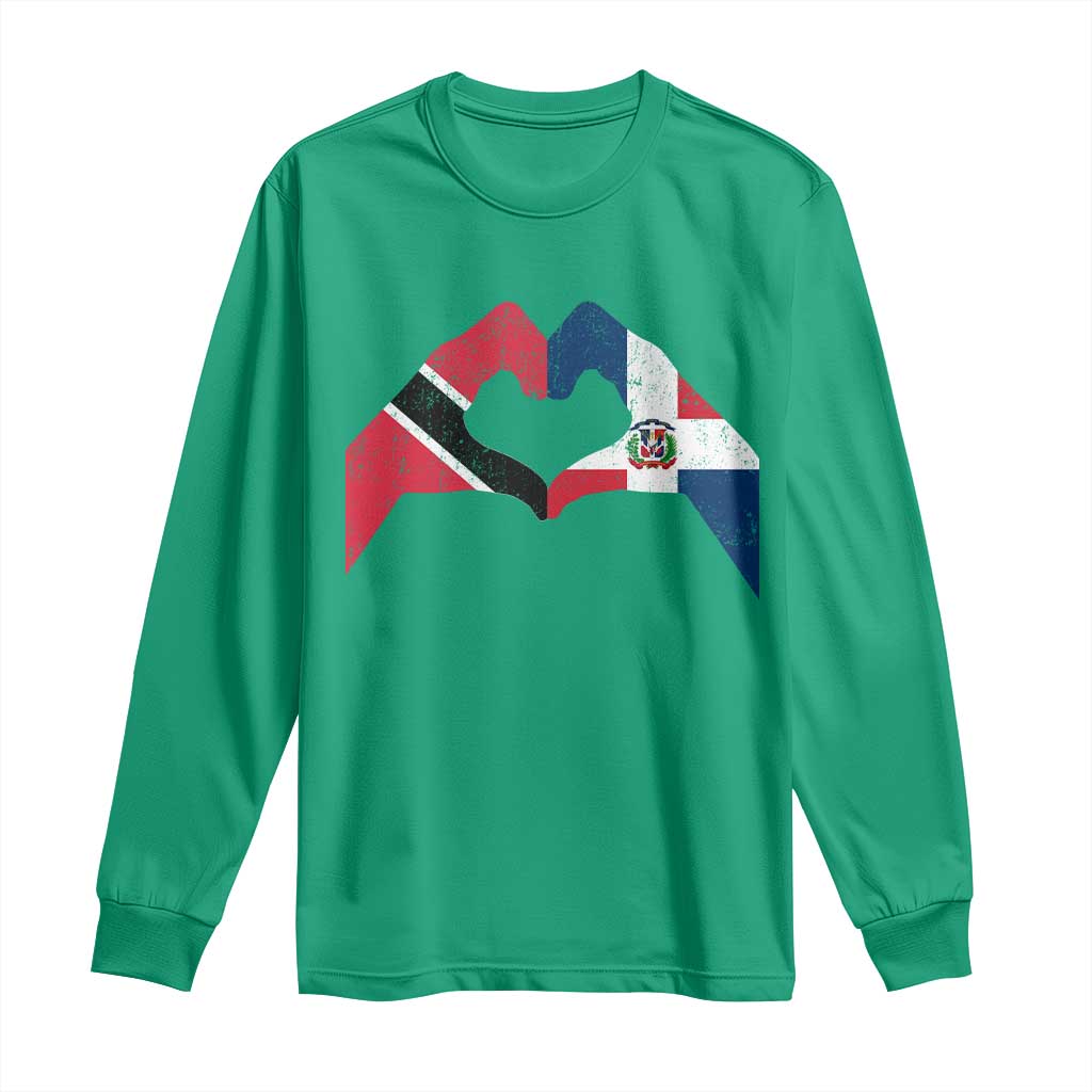 Trinidad and Tobago Dominican Long Sleeve Shirt Two Flags One Heart