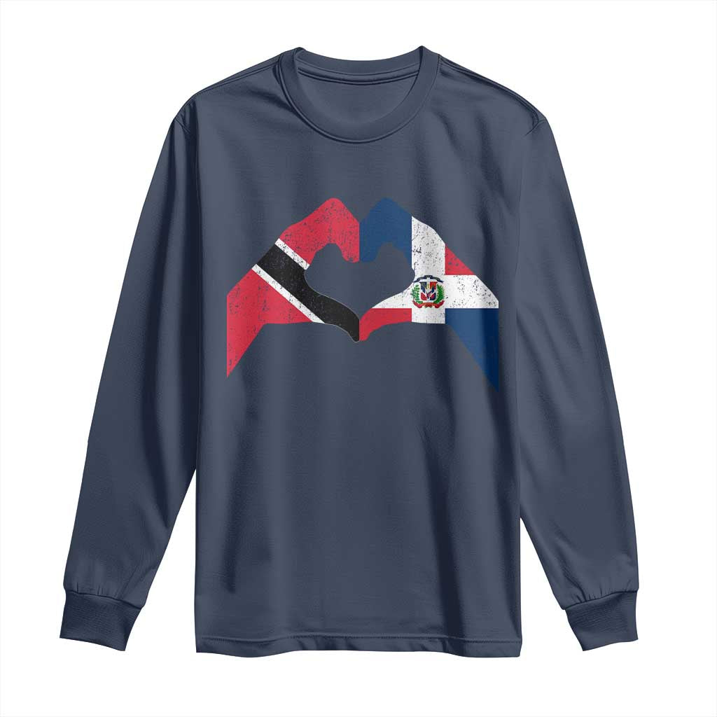 Trinidad and Tobago Dominican Long Sleeve Shirt Two Flags One Heart
