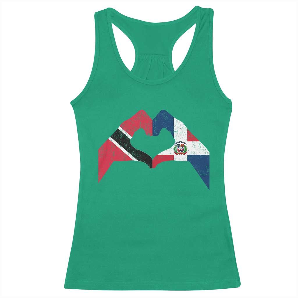 Trinidad and Tobago Dominican Racerback Tank Top Two Flags One Heart