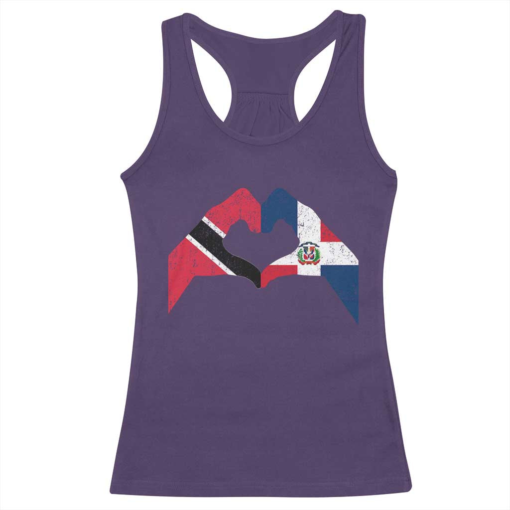 Trinidad and Tobago Dominican Racerback Tank Top Two Flags One Heart