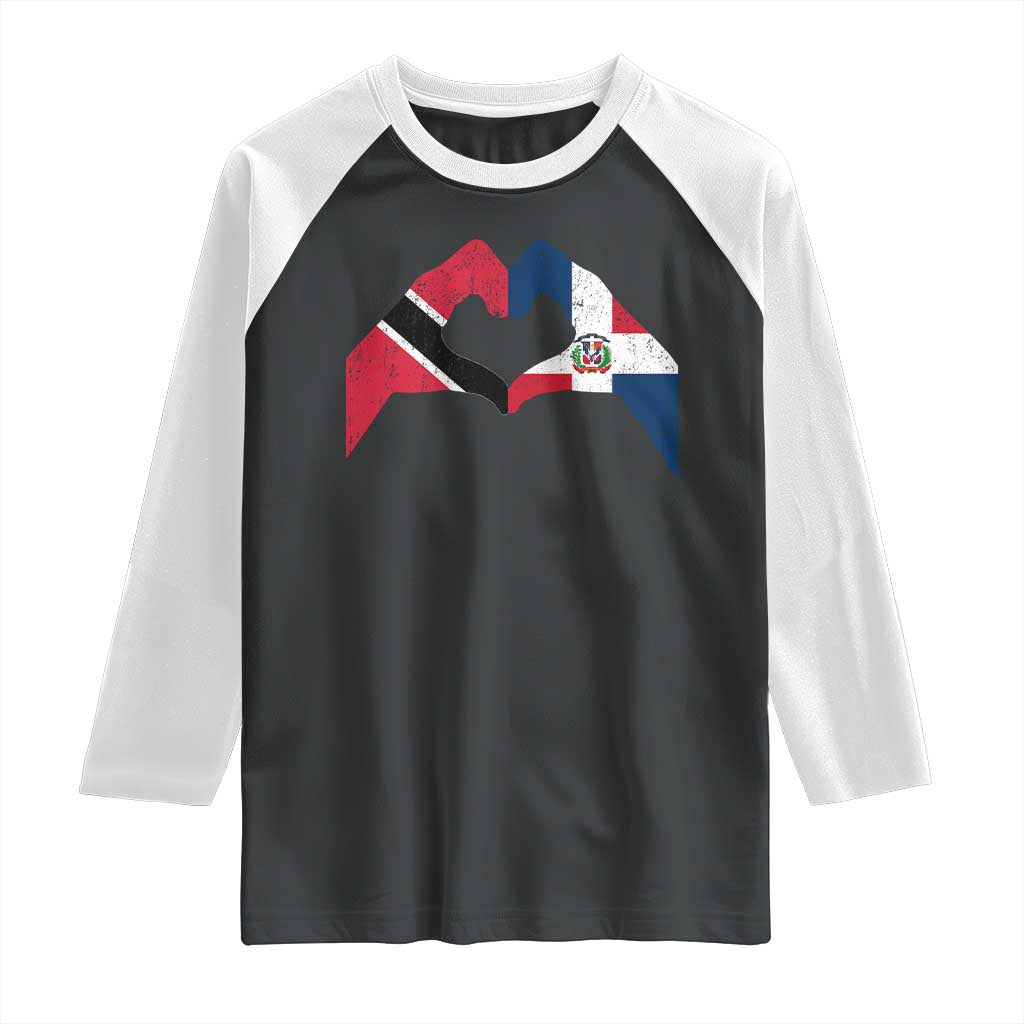 Trinidad and Tobago Dominican Raglan Shirt Two Flags One Heart
