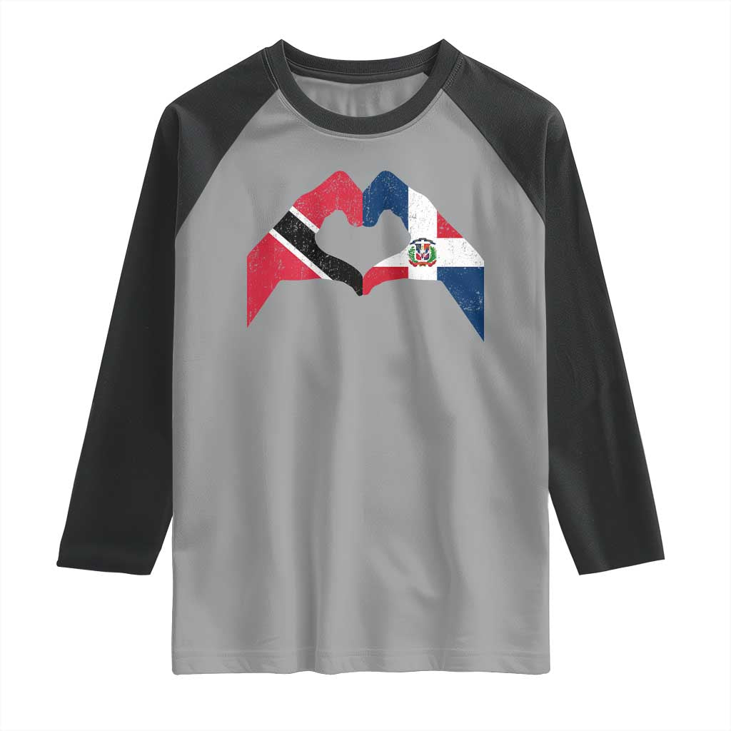 Trinidad and Tobago Dominican Raglan Shirt Two Flags One Heart