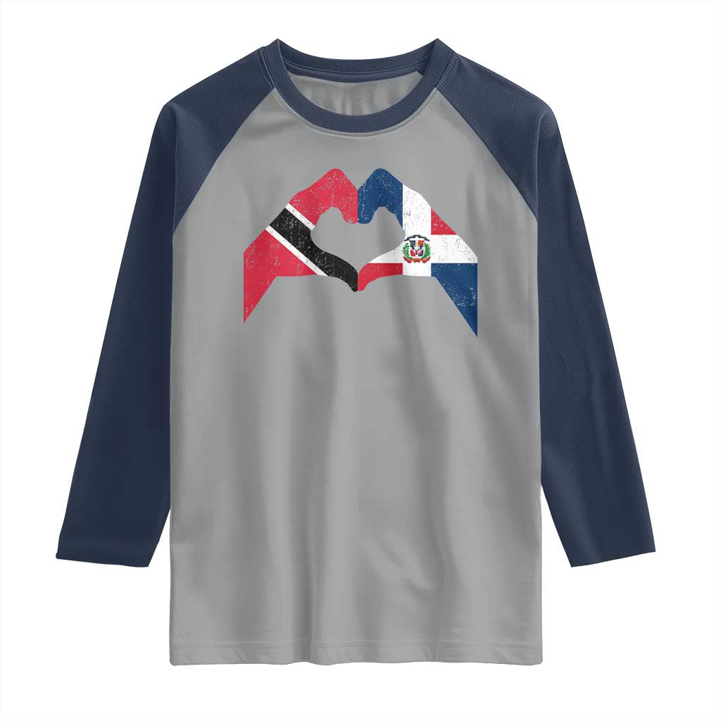 Trinidad and Tobago Dominican Raglan Shirt Two Flags One Heart