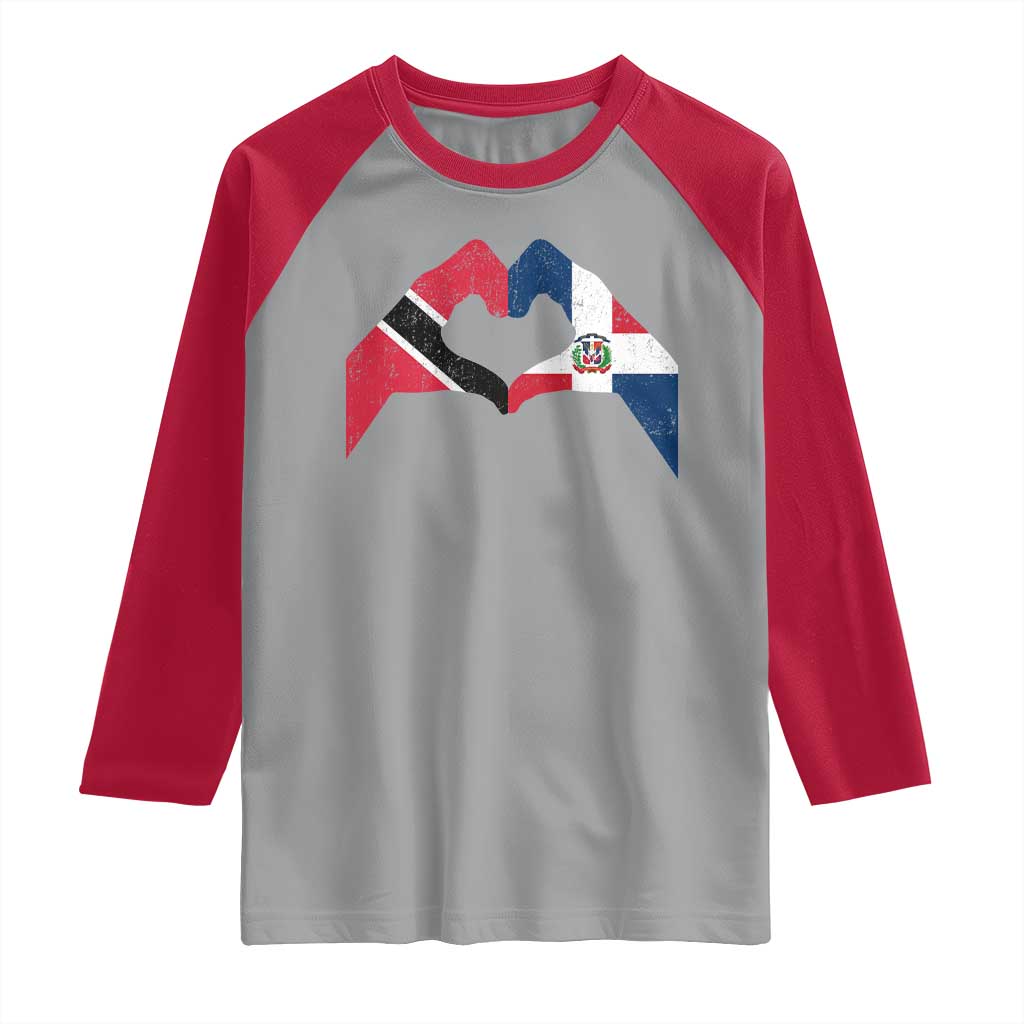 Trinidad and Tobago Dominican Raglan Shirt Two Flags One Heart
