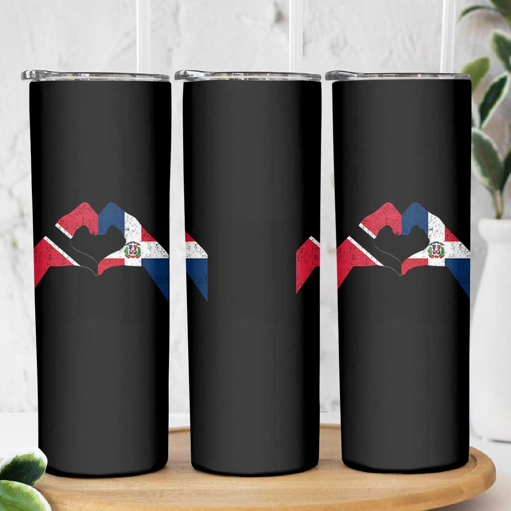 Trinidad and Tobago Dominican Skinny Tumbler Two Flags One Heart