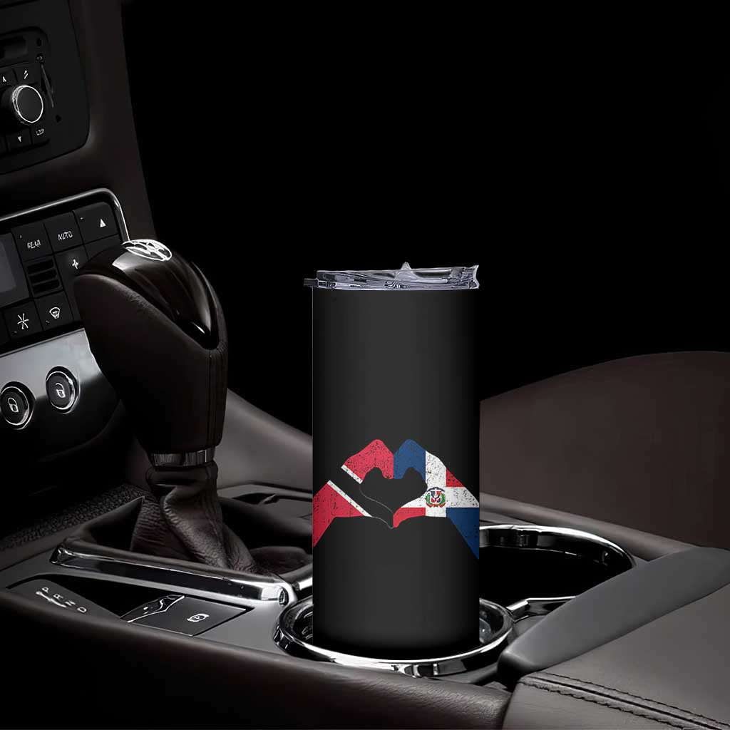 Trinidad and Tobago Dominican Skinny Tumbler Two Flags One Heart