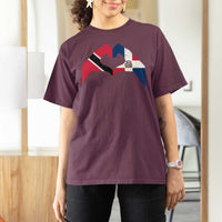 Trinidad and Tobago Dominican T Shirt For Women Two Flags One Heart