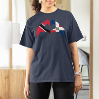 Trinidad and Tobago Dominican T Shirt For Women Two Flags One Heart