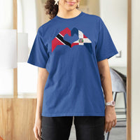 Trinidad and Tobago Dominican T Shirt For Women Two Flags One Heart