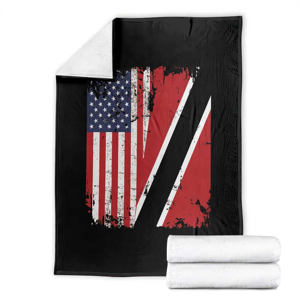 USA Trinidad and Tobago Throw Blanket Retro Vintage American Trini Pride Flag
