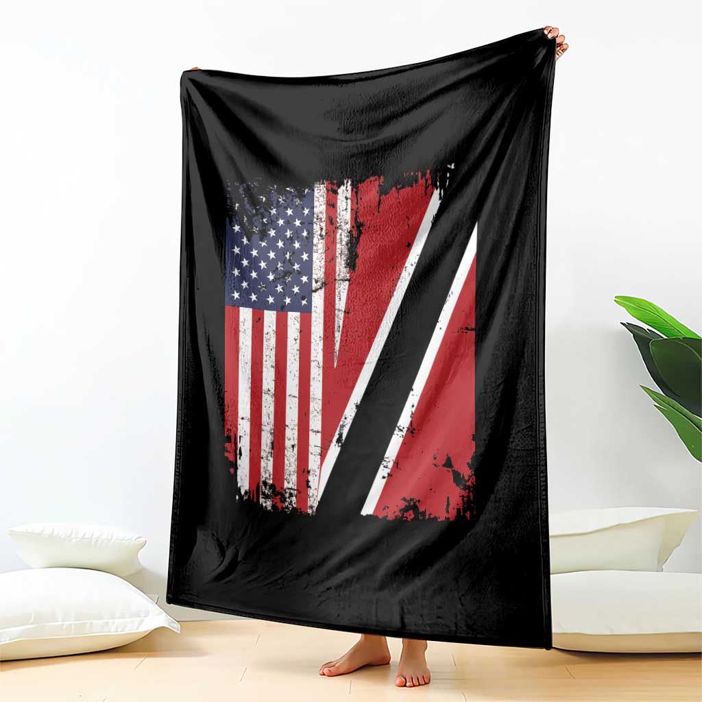 USA Trinidad and Tobago Throw Blanket Retro Vintage American Trini Pride Flag