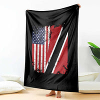USA Trinidad and Tobago Throw Blanket Retro Vintage American Trini Pride Flag