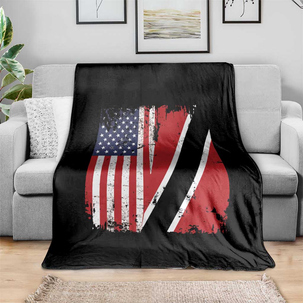 USA Trinidad and Tobago Throw Blanket Retro Vintage American Trini Pride Flag