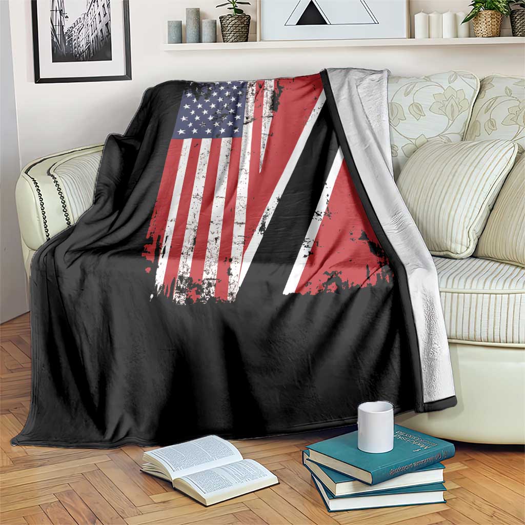 USA Trinidad and Tobago Throw Blanket Retro Vintage American Trini Pride Flag
