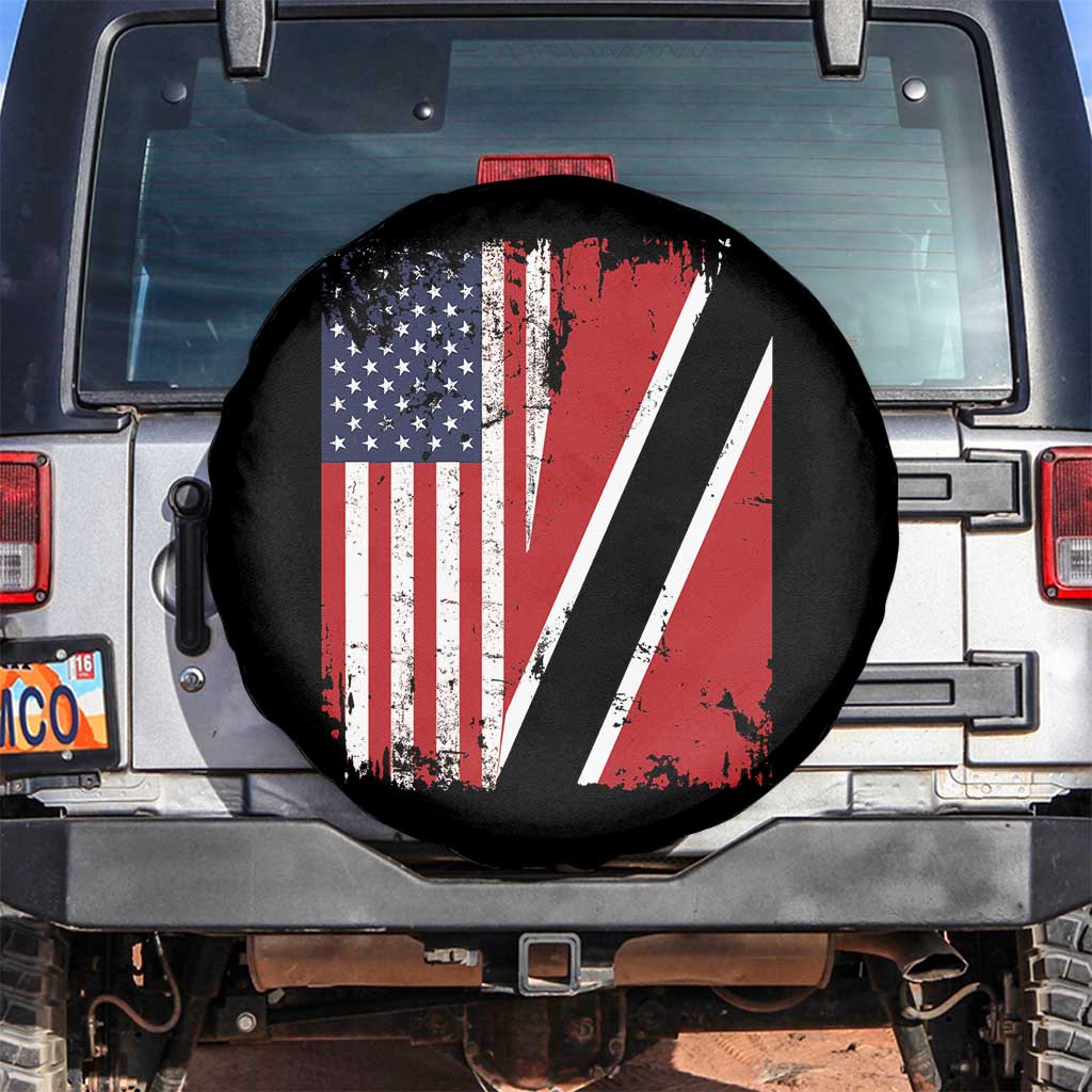 USA Trinidad and Tobago Spare Tire Cover Retro Vintage American Trini Pride Flag