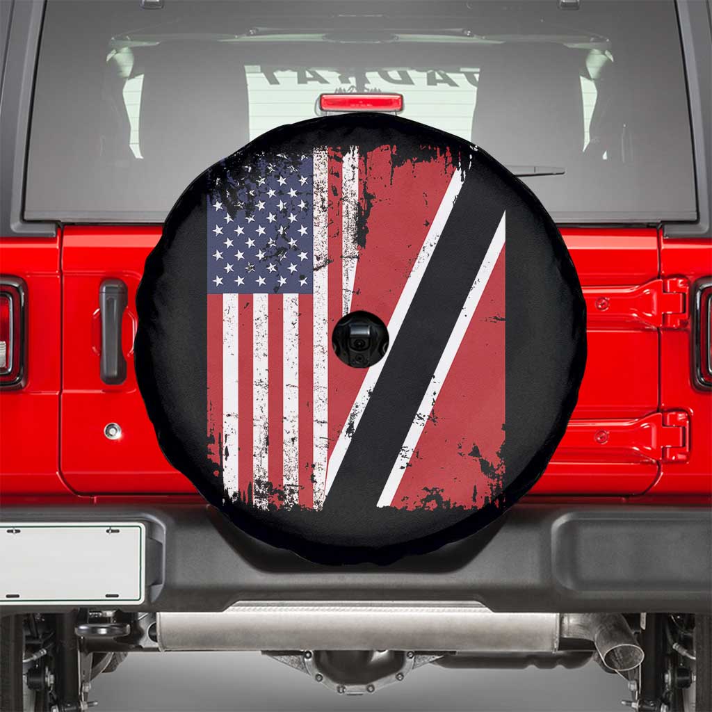 USA Trinidad and Tobago Spare Tire Cover Retro Vintage American Trini Pride Flag