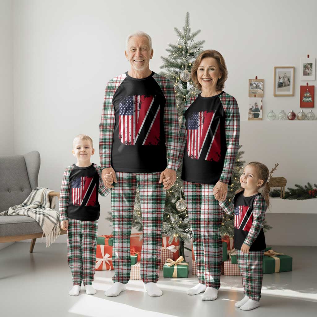 USA Trinidad and Tobago Plaid Pajama Set Retro Vintage American Trini Pride Flag