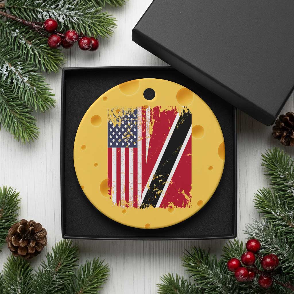 USA Trinidad and Tobago Ceramic Ornament Retro Vintage American Trini Pride Flag