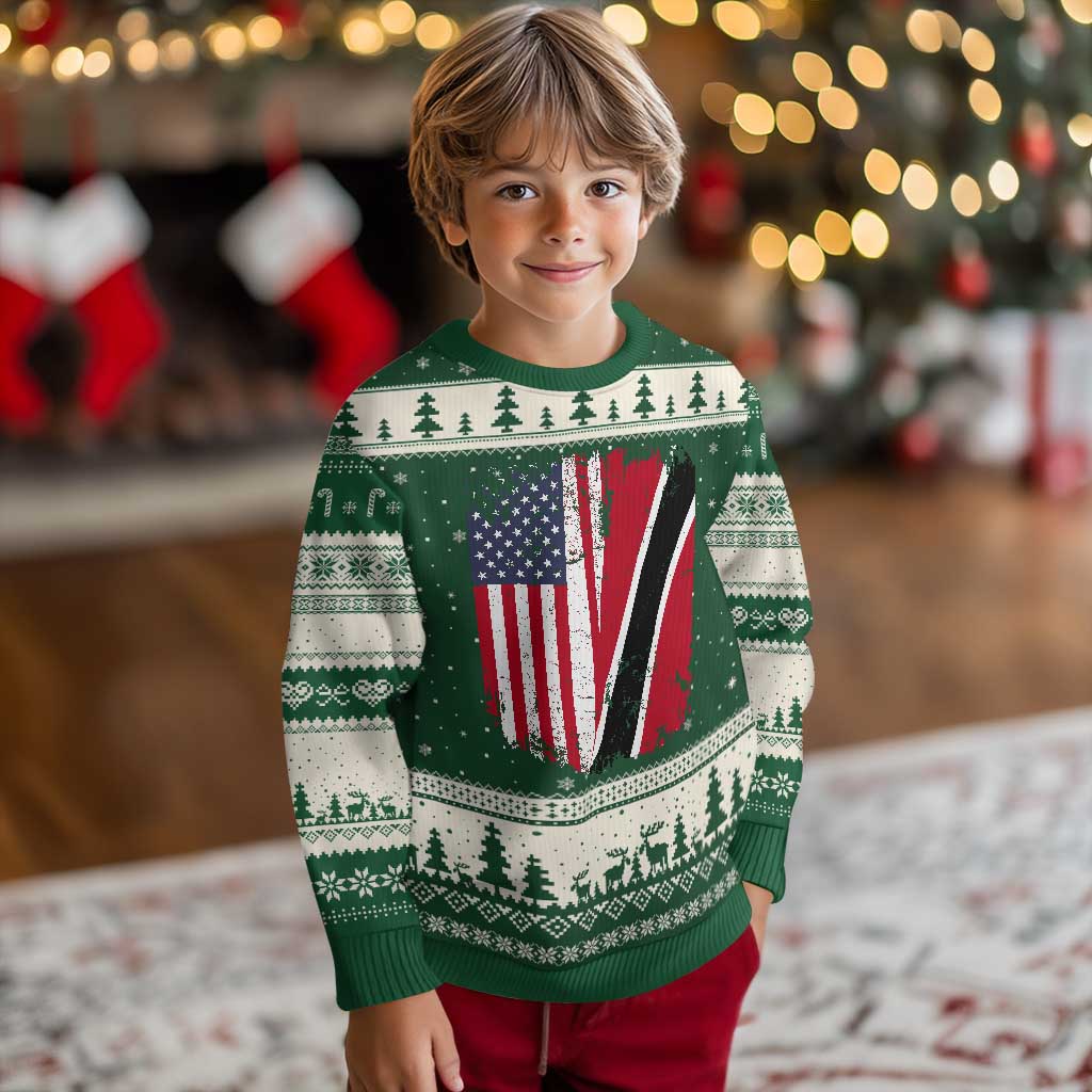USA Trinidad and Tobago Ugly Christmas Sweater Retro Vintage American Trini Pride Flag