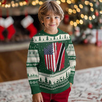 USA Trinidad and Tobago Ugly Christmas Sweater Retro Vintage American Trini Pride Flag