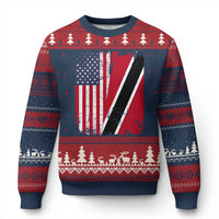USA Trinidad and Tobago Ugly Christmas Sweater Retro Vintage American Trini Pride Flag