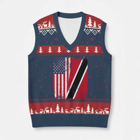 USA Trinidad and Tobago V-Neck Knit Sweater Vest Retro Vintage American Trini Pride Flag
