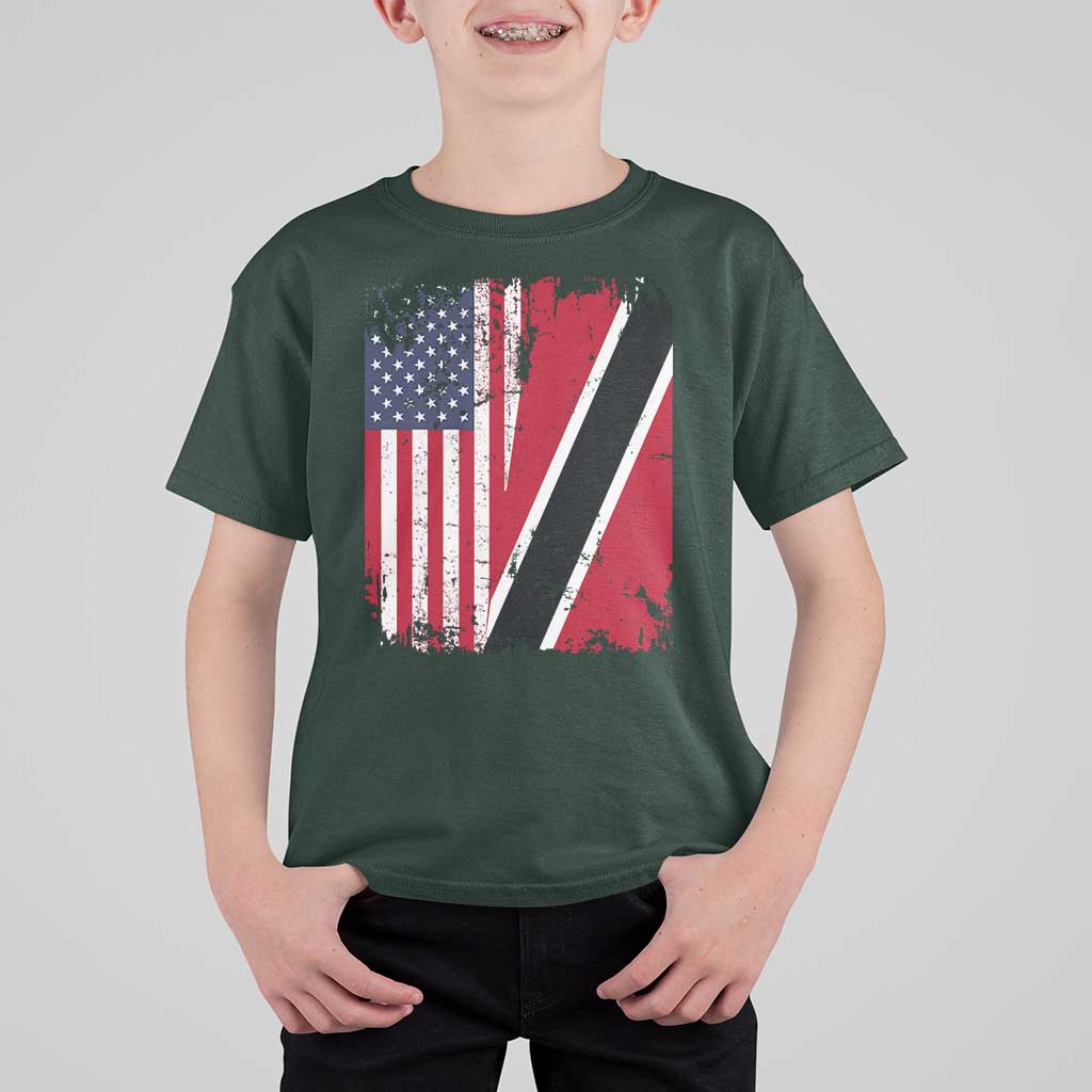 USA Trinidad and Tobago T Shirt For Kid Retro Vintage American Trini Pride Flag
