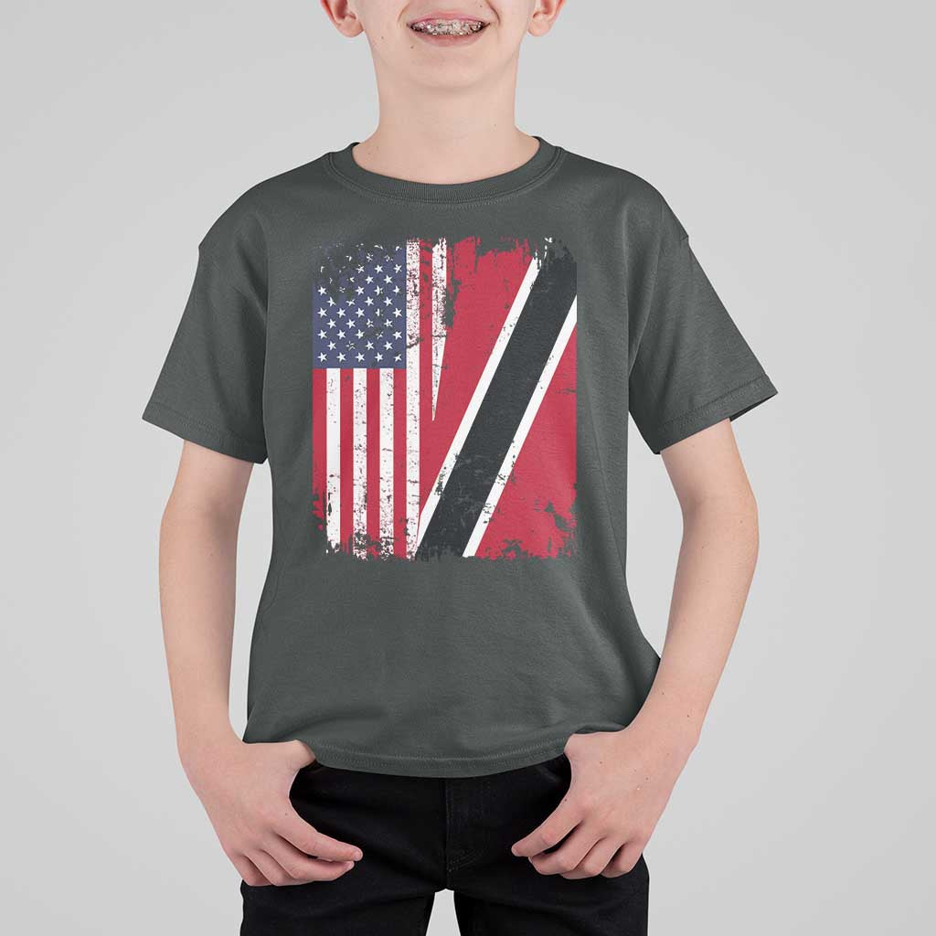 USA Trinidad and Tobago T Shirt For Kid Retro Vintage American Trini Pride Flag