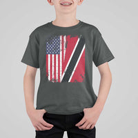 USA Trinidad and Tobago T Shirt For Kid Retro Vintage American Trini Pride Flag