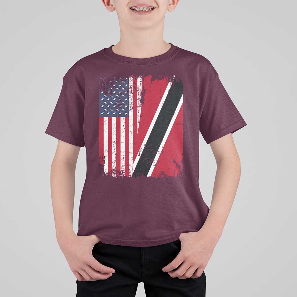 USA Trinidad and Tobago T Shirt For Kid Retro Vintage American Trini Pride Flag