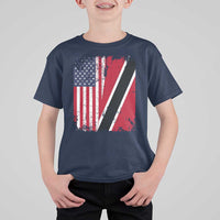 USA Trinidad and Tobago T Shirt For Kid Retro Vintage American Trini Pride Flag