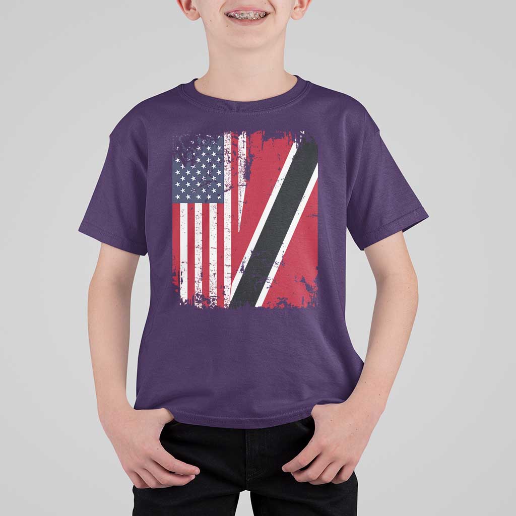 USA Trinidad and Tobago T Shirt For Kid Retro Vintage American Trini Pride Flag