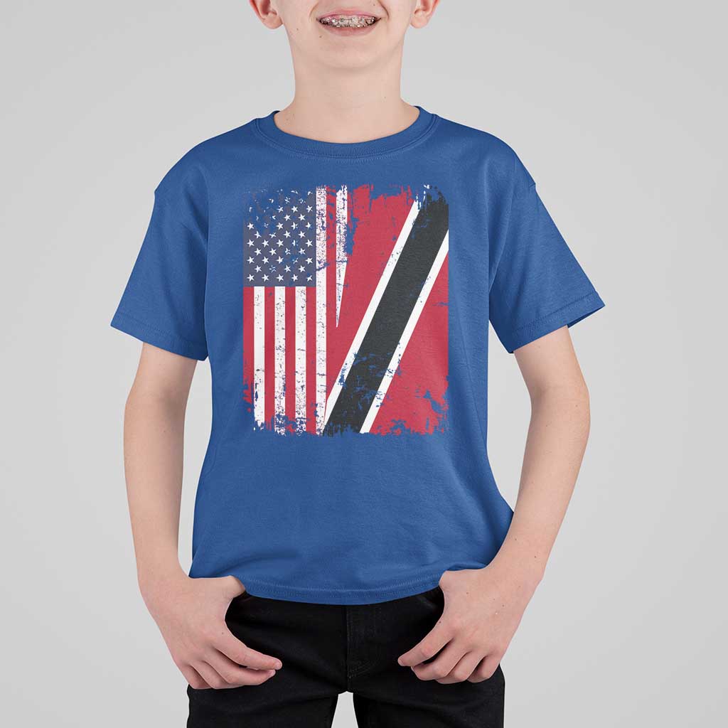 USA Trinidad and Tobago T Shirt For Kid Retro Vintage American Trini Pride Flag