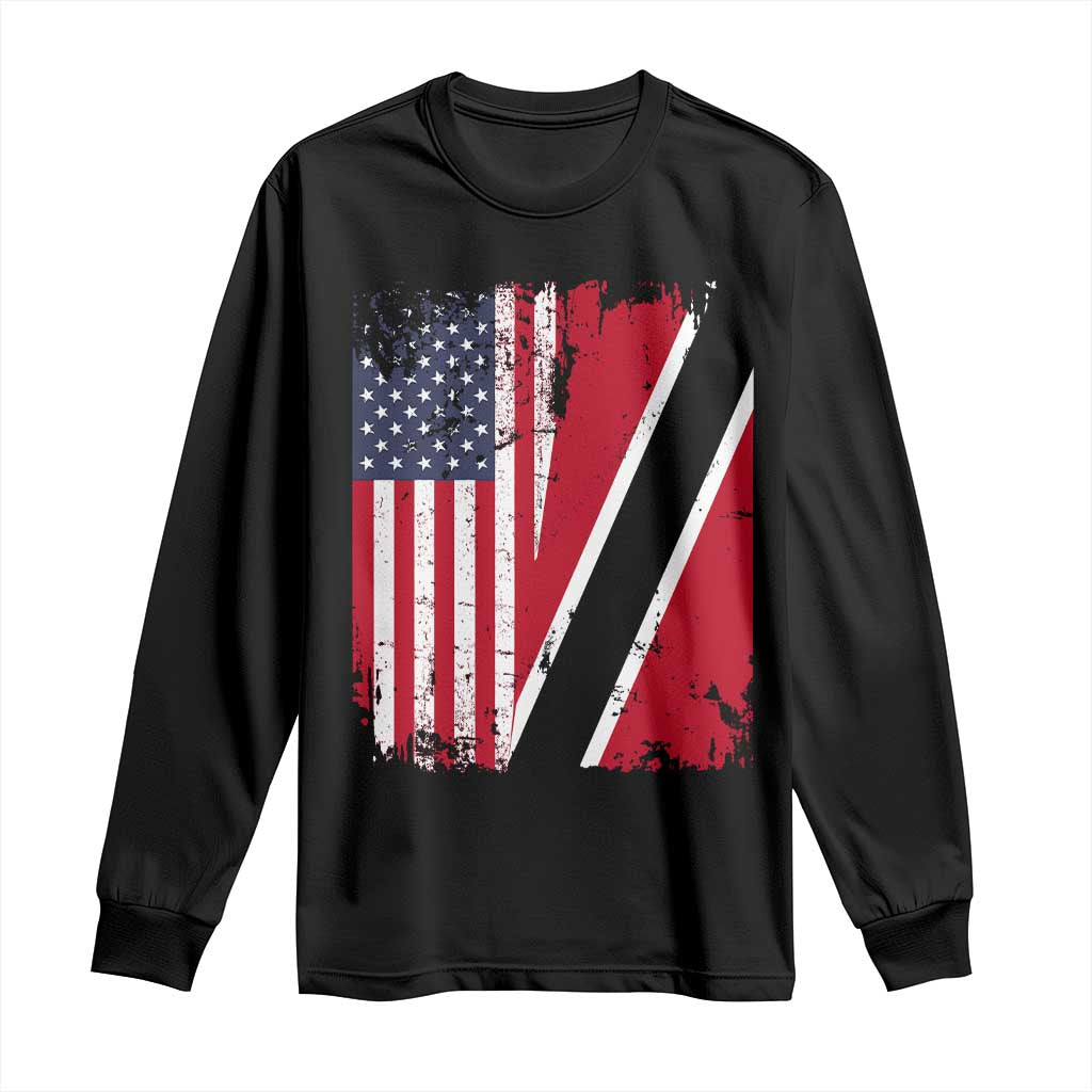 USA Trinidad and Tobago Long Sleeve Shirt Retro Vintage American Trini Pride Flag