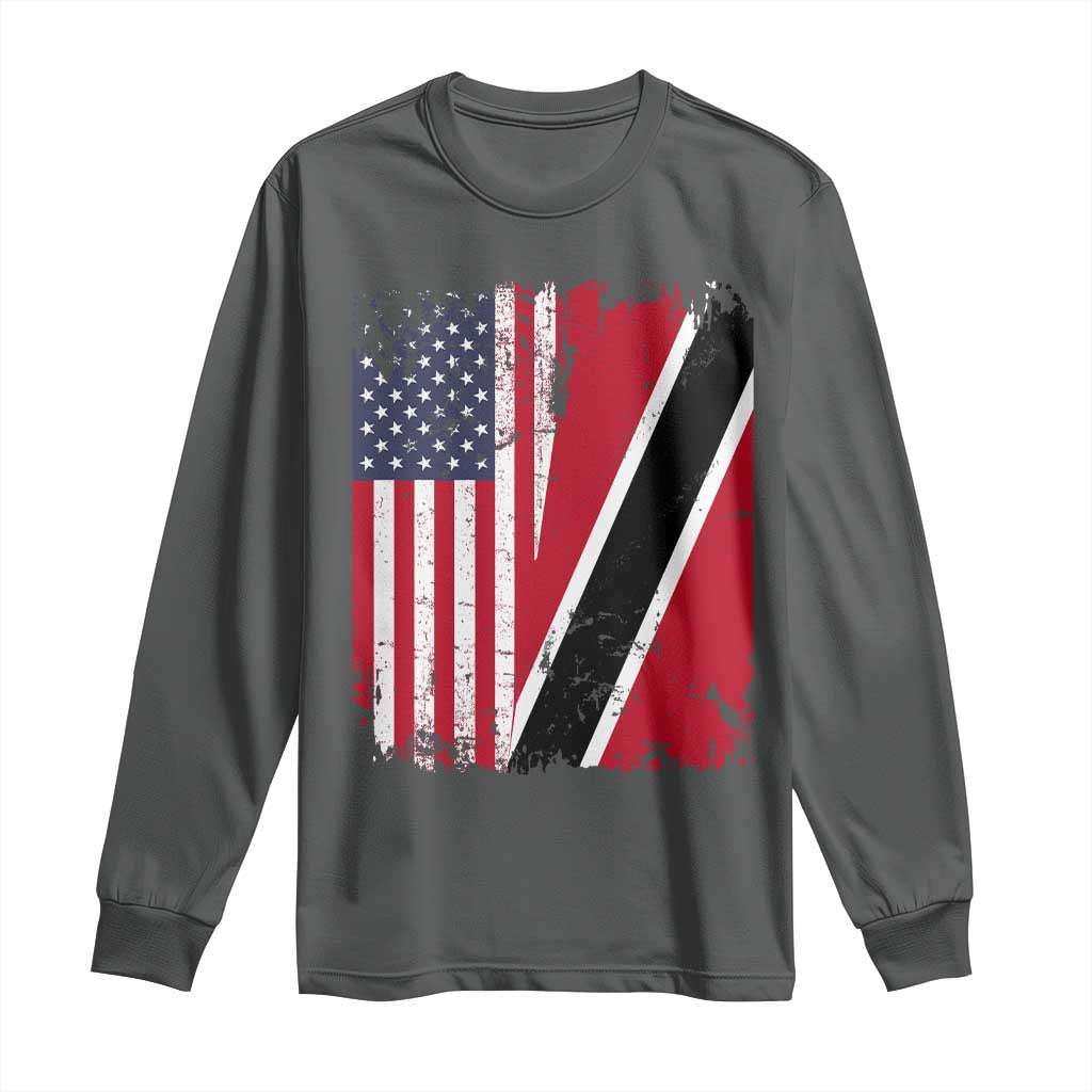 USA Trinidad and Tobago Long Sleeve Shirt Retro Vintage American Trini Pride Flag