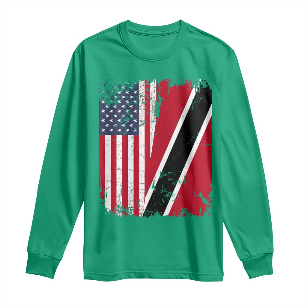 USA Trinidad and Tobago Long Sleeve Shirt Retro Vintage American Trini Pride Flag