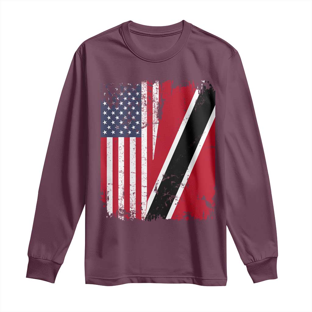 USA Trinidad and Tobago Long Sleeve Shirt Retro Vintage American Trini Pride Flag