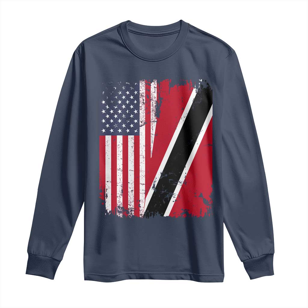 USA Trinidad and Tobago Long Sleeve Shirt Retro Vintage American Trini Pride Flag